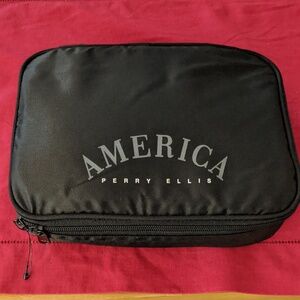 Perry Ellis America Travel Pouch Case Lined Double Zip Interior Pocket New Rare
